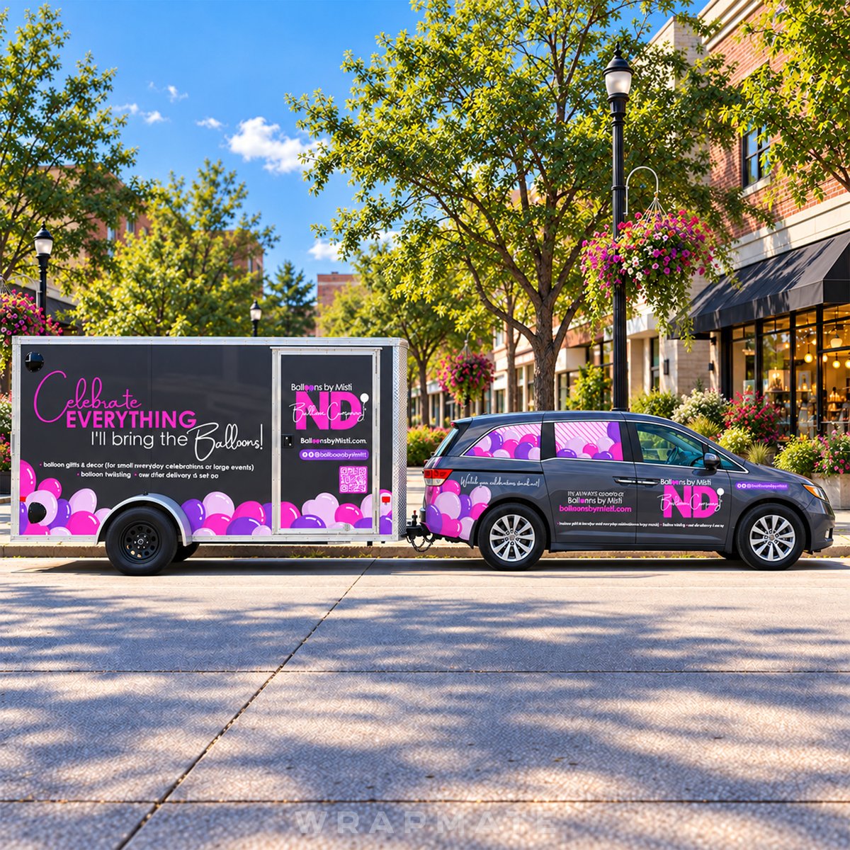 wrapmate's tweet photo. “Hands down the best way to advertise.” Okay Misti, we’re blushing. 🎈
Balloons by Misti now has a matching van + trailer, and apparently the compliments are rolling in.
Huge thanks to our Wrapmate Pros at Boss Signs & Graphics for the clean install.
#Wrapmate #GrandForks https://t.co/AvLKFdmYBn