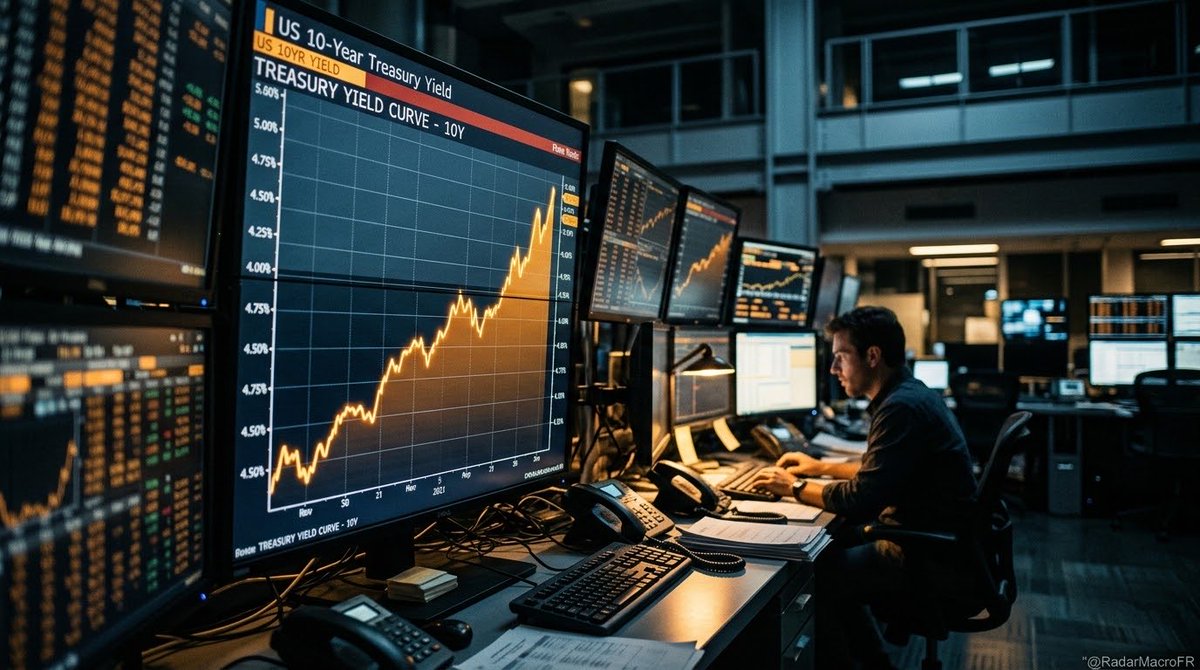 RadarMacroFR's tweet photo. Yields au plus haut. L’économie US encore trop chaude.
La Fed n’a aucune raison d’assouplir.
Dollar fort. Duration chère. Or et bitcoin sous pression.
Le taux mène. Le récit attend.
Vous prixez un pivot… ou du higher-for-longer ? https://t.co/80KgS2AhRn