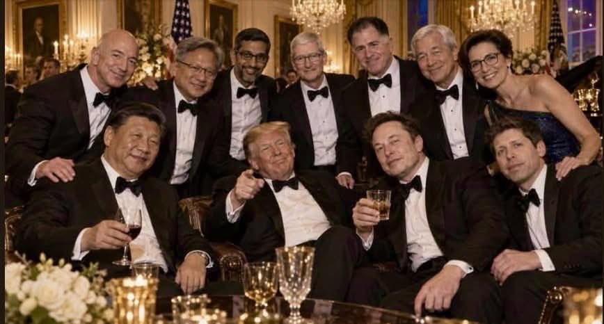 LakotaMan1's tweet photo. If you’re struggling to put food on the table or buy gas for your car, remember, these insanely affluent assholes have increased their collective wealth by $1.5 trillion dollars under Trump’s “presidency.” https://t.co/7Xmlpc4Y4Z