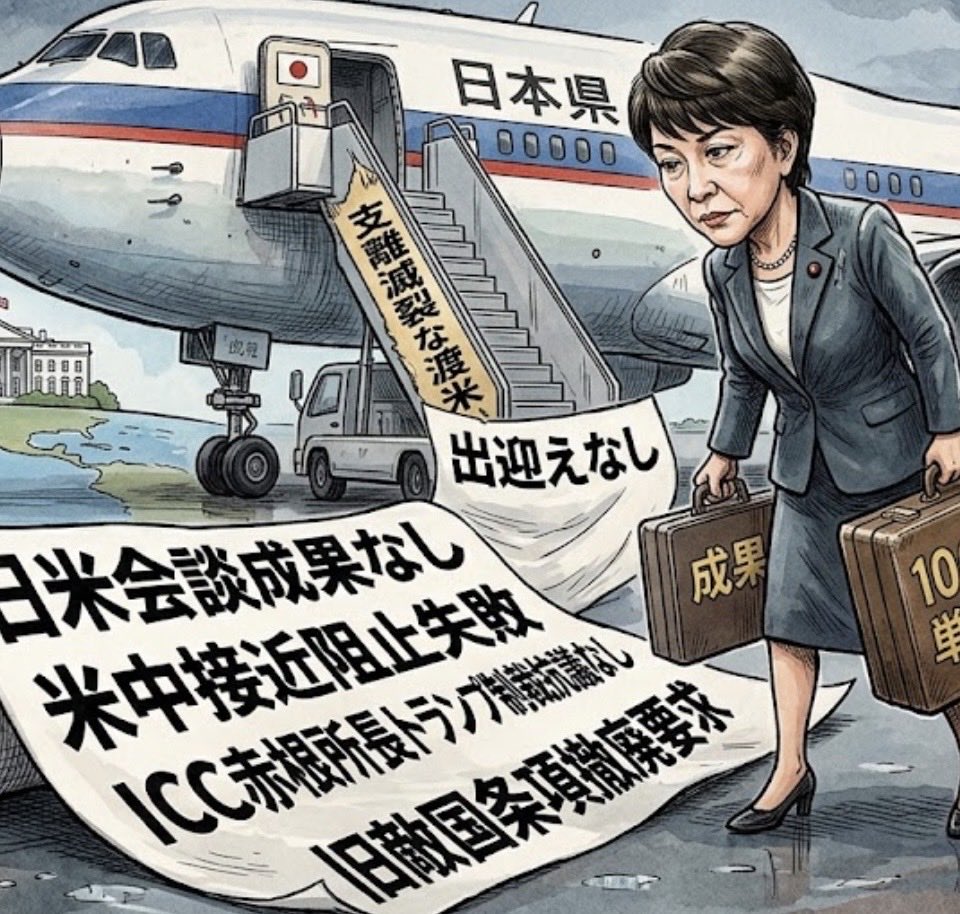 Haruki_j1's tweet photo. 結局、高市が億単位の国費を浪費して、米国に何をしに行ったのか、サッパリ分からない。余計なことばかりして、恥を晒しただけの渡米だった。 https://t.co/sfdOpJIVoU
