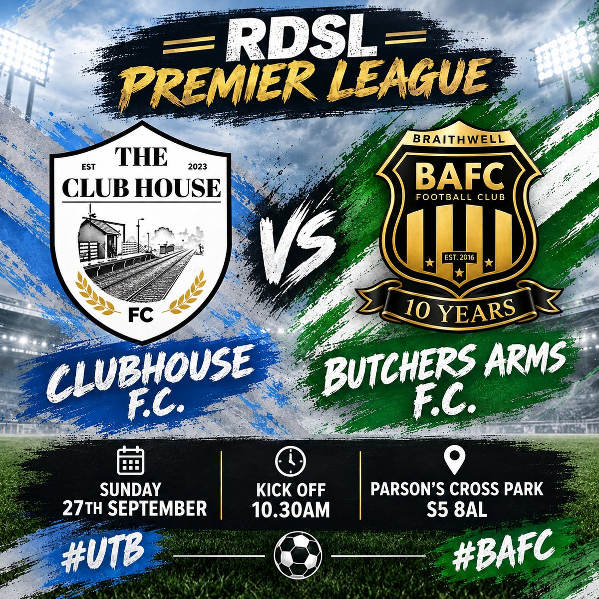 BAFC2016's tweet photo. This Sunday is our first away game of the season as we face @Clubhouse_FC away. Kick off is 10.30am on Parson's Cross Park ⚽️
#UTB #BAFC https://t.co/ZN5ToMz0v2
