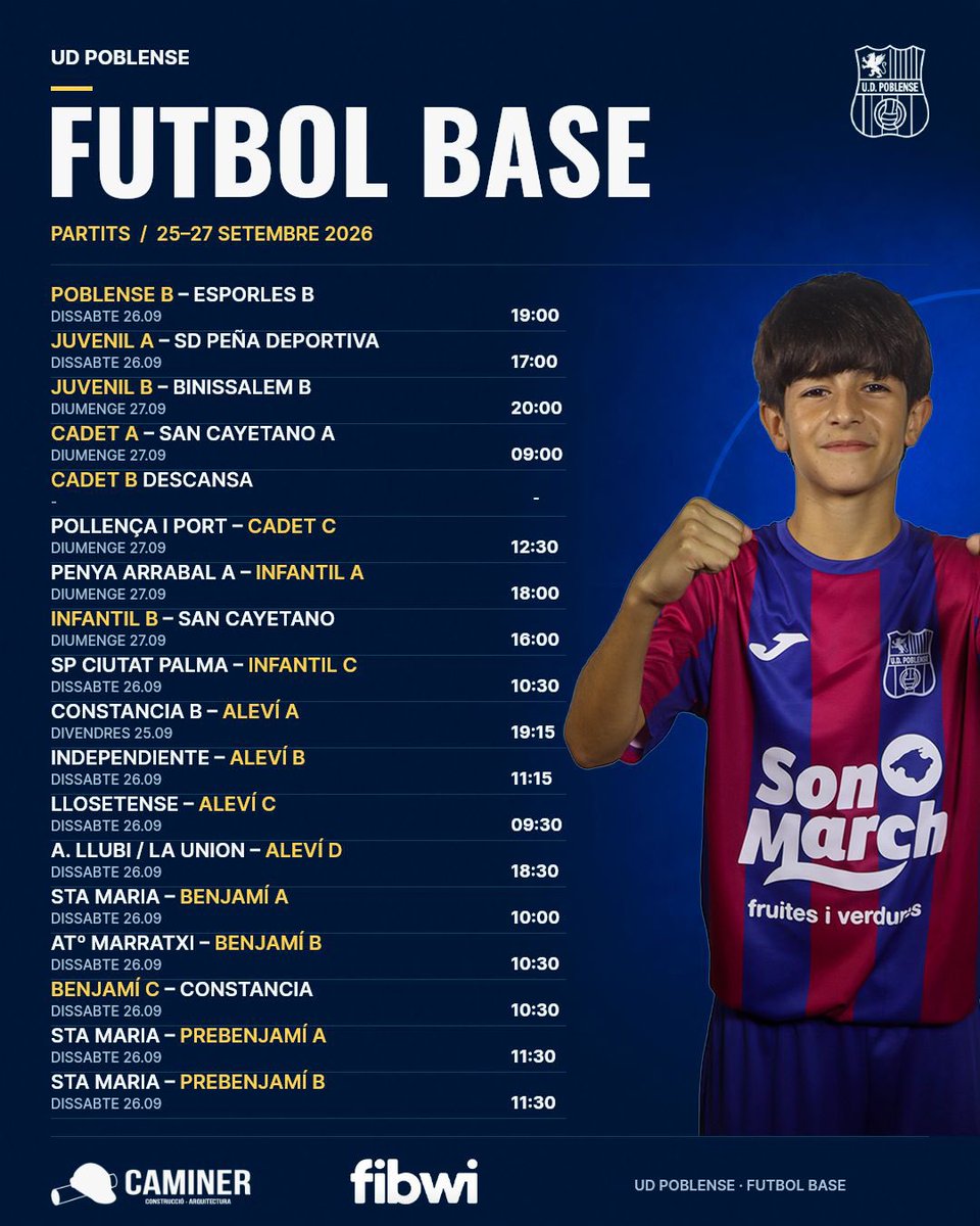 udpoblense's tweet photo. Partits del cap de setmana! ๐
#OrgullPobler https://t.co/UBjSMAJZcT