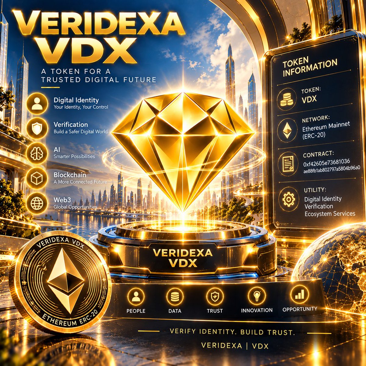 VeridexaVDX's tweet photo. � ما هو $VDX؟

VDX هو الرمز المرتبط بمنظومة Veridexa على شبكة Ethereum.

🪙 Token: VDX
⛓️ Network: Ethereum Mainnet — ERC-20

يهدف المشروع إلى بناء منظومة تتمحور حول الهوية الرقمية والتحقق والثقة في العالم الرقمي.

Verify Identity. Build Trust.

#VDX #Veridexa #Ethereum #ERC20 https://t.co/7T6ApnsNKi