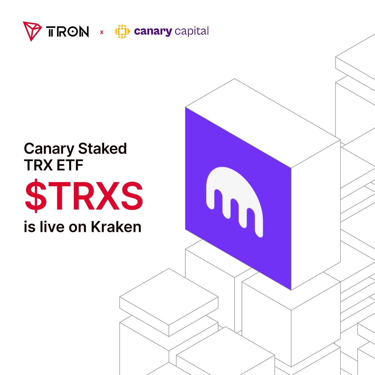 trondao's tweet photo. The Canary Staked TRX ETF is live on @krakenfx.

Expanding exposure to TRX through traditional financial markets.

For $TRXS details, please see: https://t.co/LmtAoPC8qa https://t.co/lwzPSLA1Ao