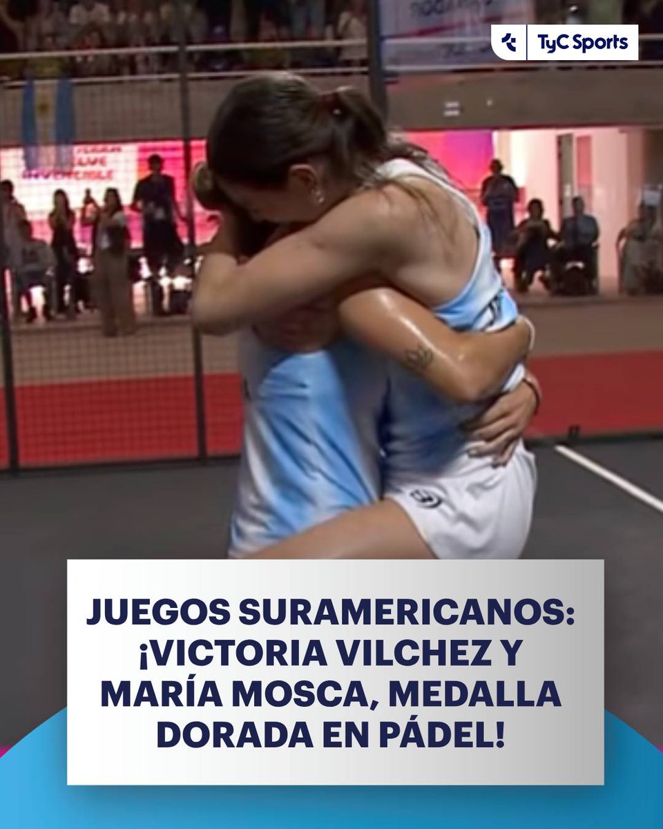 TyCSports's tweet photo. ¡DORADA PARA ARGENTINA EN PÁDEL! 🥇🇦🇷

Victoria Vilchez y María Mosca vencieron por 6-2/ 6-3 a la dupla chilena y se subirán a lo más alto del podio en Santa Fe 2026. ¡FELICITACIONES! 👏🏻 https://t.co/uLrpBo90bf