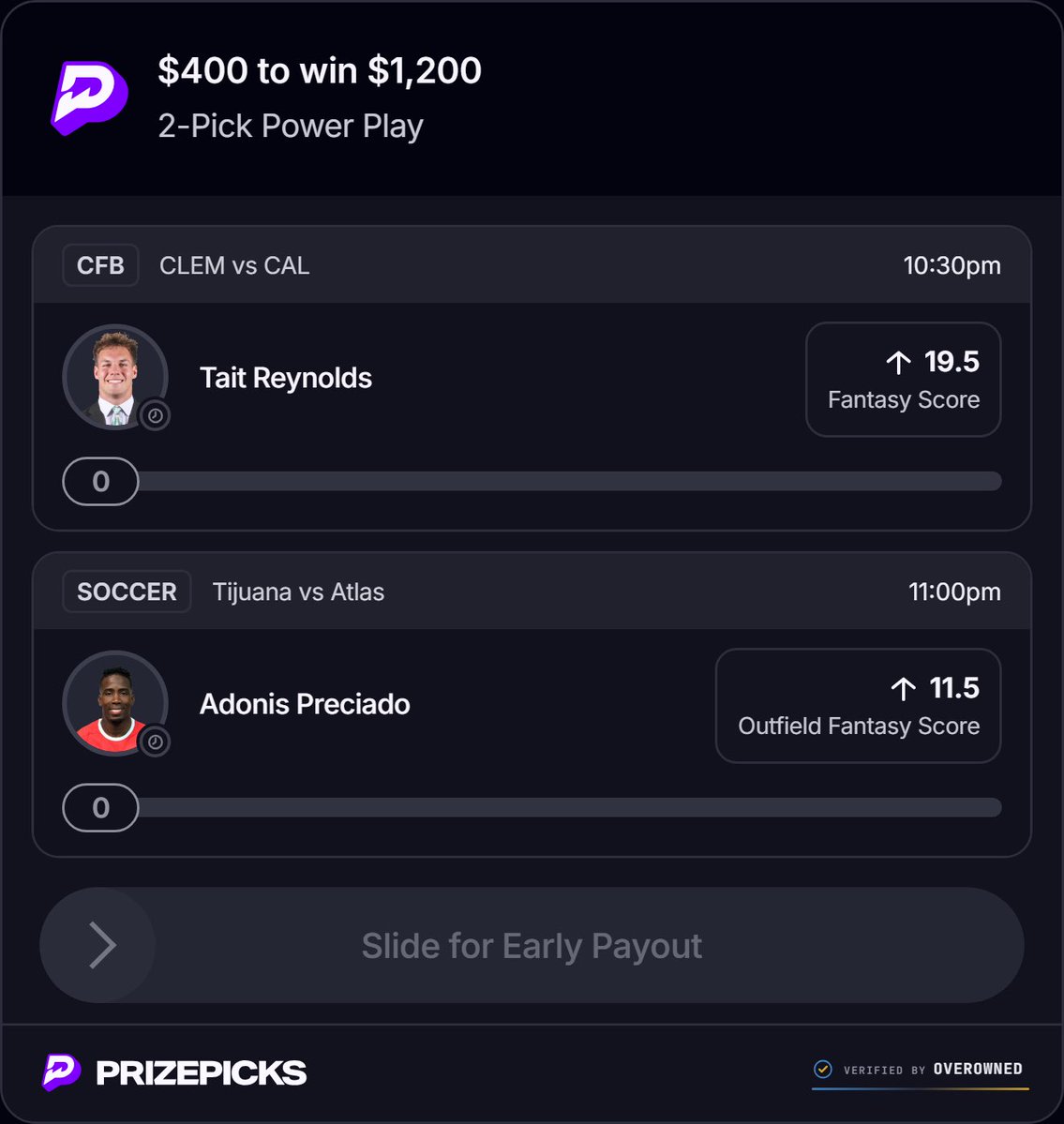 OverOwnedDFS's tweet photo. Doesn’t cash = 10 Free Weeklies 🫡 https://t.co/e2VWOqbP71