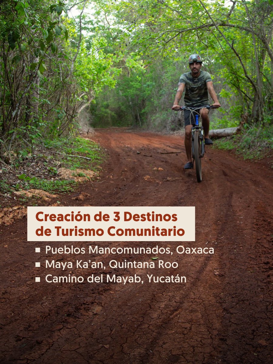 FonaturMX's tweet photo. Este año, en el Fonatur hemos impulsado el #TurismoComunitario con acciones clave: 

📃Declaratoria de Turismo Comunitario como prioridad nacional 
🌿Creación de 3 Destinos de Turismo Comunitario
🏅Entrega de Distintivos a prestadores de Turismo Comunitario https://t.co/EPKhQhVhHy