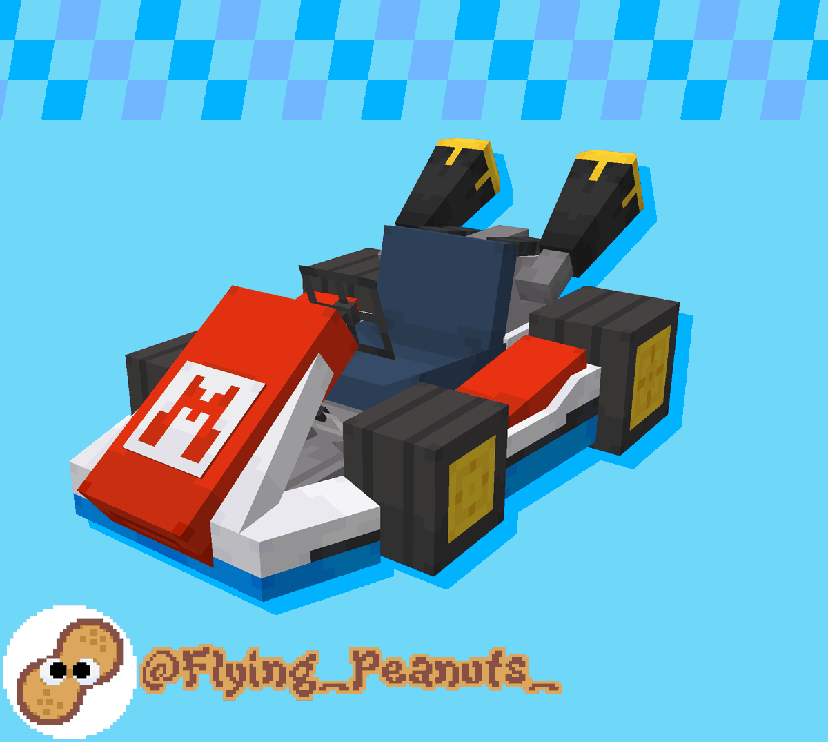 Flying_Peanuts_'s tweet photo. Hello everyone! Sorry for not posting so often on my account... In the meantime i made some smaller 3D models just for funsies
This one is one of them! Mario Kart 8 Standard kart
#Blockbench https://t.co/fxTfc6woRW