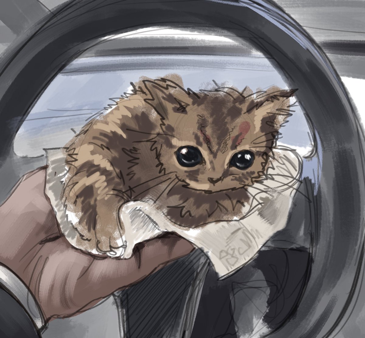 fangbangerfujo's tweet photo. leon holding gatito #leonkennedy #re9 #ResidentEvil https://t.co/S1Km3mCcT5