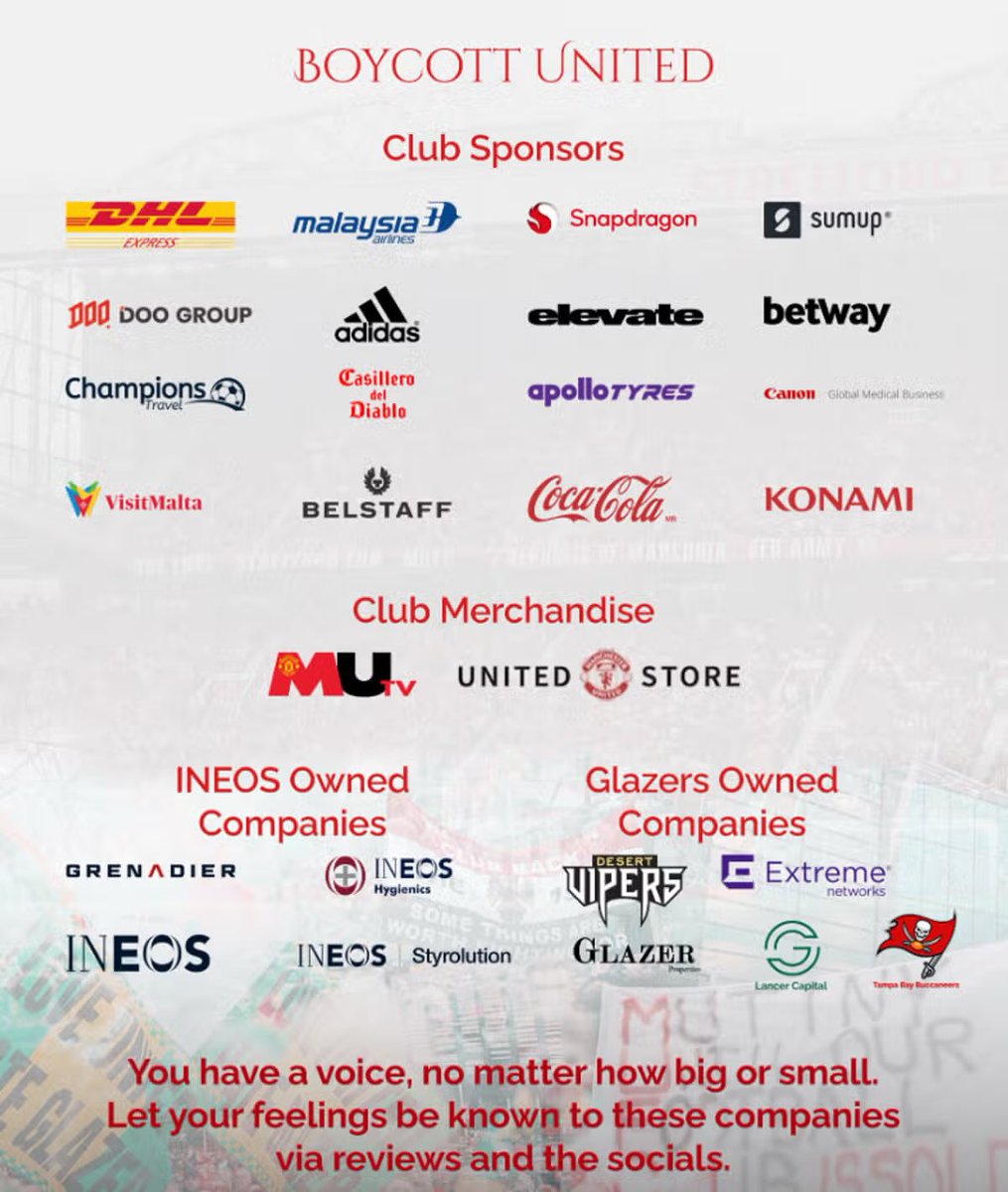 Unitedfans2023's tweet photo. #BoycottUnited #GlazersAndIneosOut https://t.co/DUKmiDOD8w