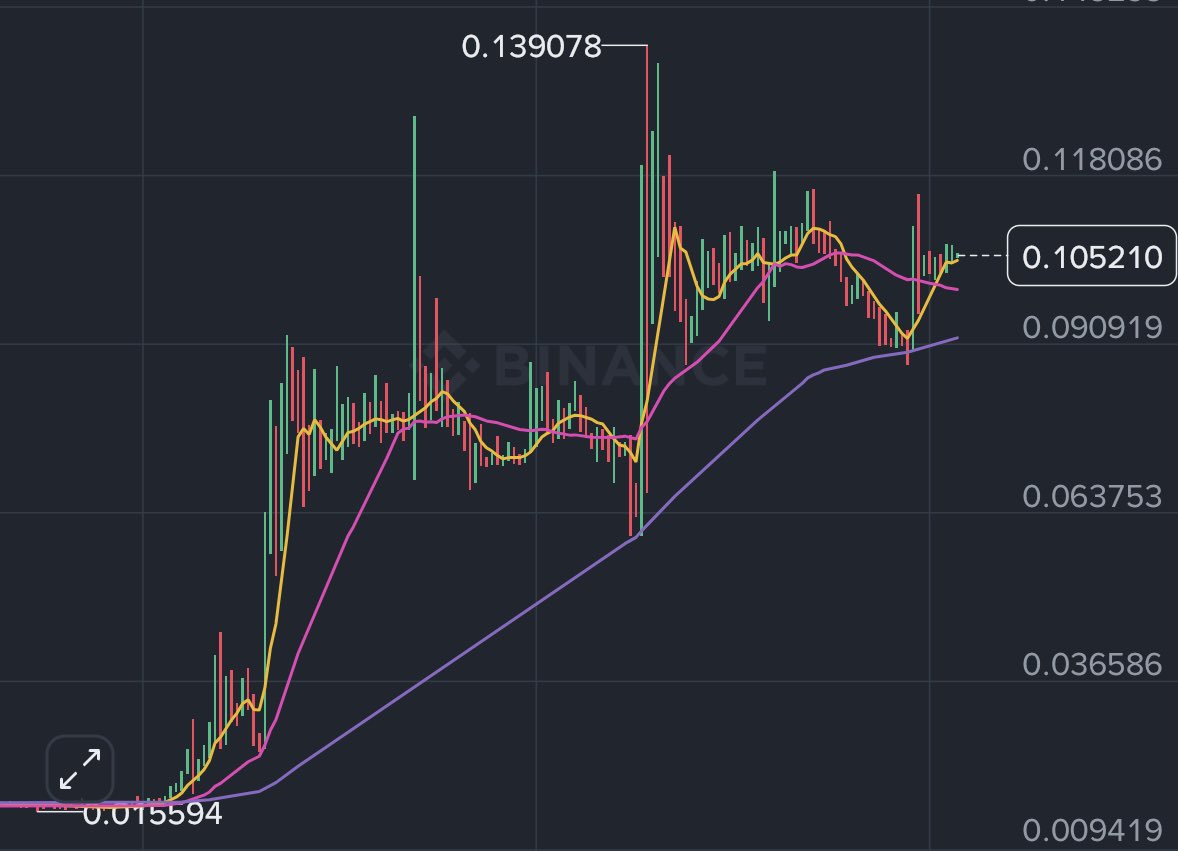 BlockHunterX's tweet photo. THIS COIN IS ABSOLUTELY CRAZY!It’s already up 1000% since I posted it on Twitter! 
Since then, the price has been holding around this level for several days. That’s interesting because it could mean another big move is coming. Now the price is slowly moving up again. 
Based on what I’m seeing, the next move could be a break above the previous high. 
Let’s see what happens! NFA. DYOR.
