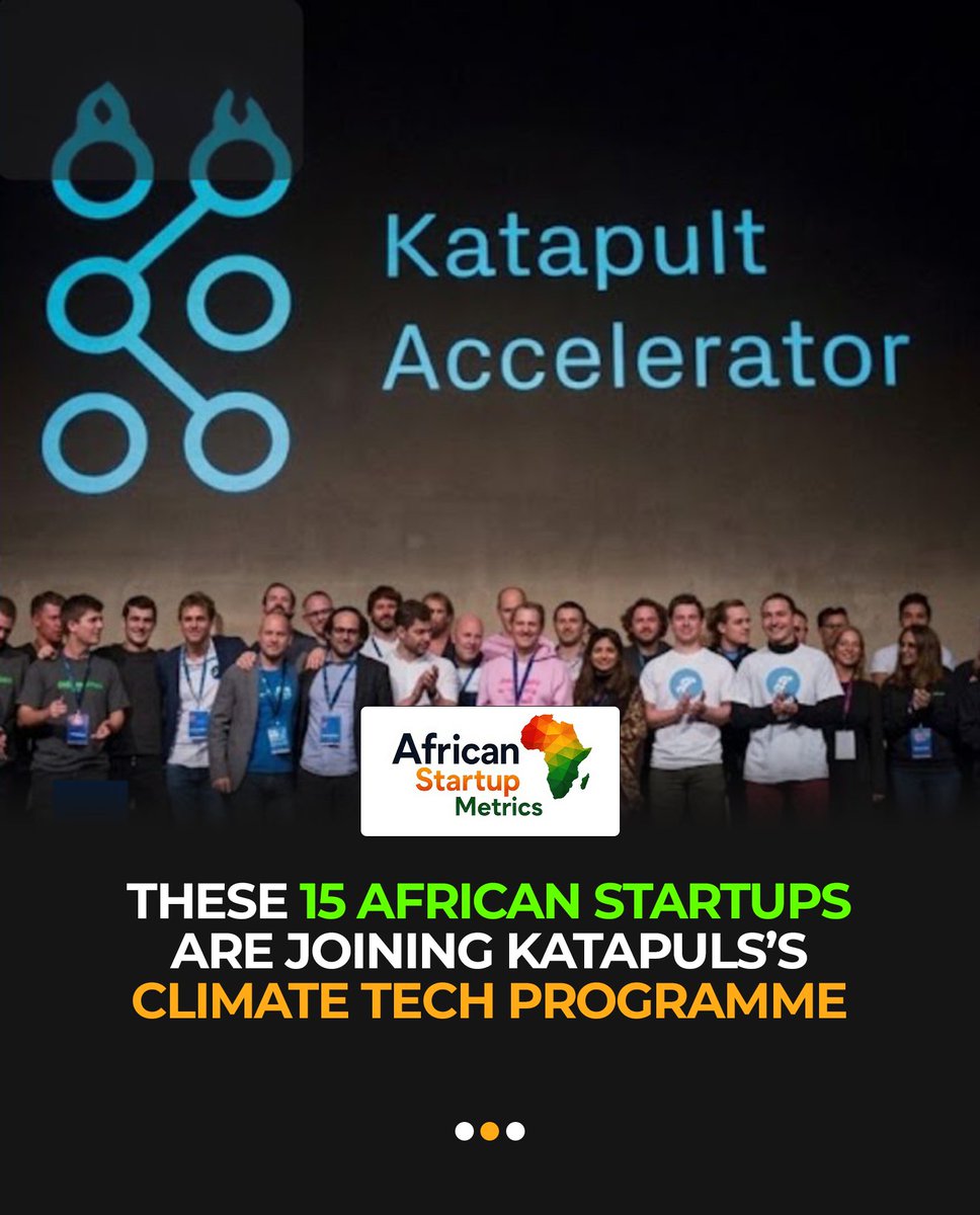 AfricanstartupM's tweet photo. Accelerating Climate Innovation Across Africa

15 impact-driven African startups have been selected to join Katapult Africa’s Climate Tech Programme, bringing together founders working on some of the continent’s most pressing environmental and economic challenges.

Through the programme, participating startups can access $150,000–$500,000 in equity investment, alongside hands-on mentorship, strategic industry connections, and support designed to help them scale.

The cohort spans several important climate-tech sectors:

Sustainable Agriculture & Agritech
Supporting climate-smart farming, soil conservation, resilient food systems, and more efficient agricultural value chains.

Clean Energy & Decarbonization
Developing renewable energy solutions, decentralized power systems, energy efficiency technologies, and approaches to reducing emissions.

Circular Economy
Creating new ways to turn waste into economic value through recycling, reuse, resource recovery, and sustainable materials.

Clean Mobility & Emerging Climate Markets
Developing lower-emission transportation and logistics solutions while exploring new financial and technology models for Africa’s growing climate economy.

Programmes like Katapult Africa’s Climate Tech Programme demonstrate the growing role of African founders in developing solutions that address the continent’s specific environmental, infrastructure, and economic challenges.

Access to capital, mentorship, industry networks, and markets can be critical in helping promising climate ventures move from early-stage development to sustainable, scalable businesses.

Which area of climate technology do you think could have the greatest impact on Africa over the next decade? Share your thoughts below.

#ClimateTech #KatapultAfrica #AfricanStartups #ClimateInnovation #Sustainability #Agritech #CleanEnergy #RenewableEnergy #CleanMobility #CircularEconomy #ClimateFinance #ImpactInvesting #AfricanInnovation #AfricaTech #GreenTech #AfricanBusiness #AfricanStartupMetrics