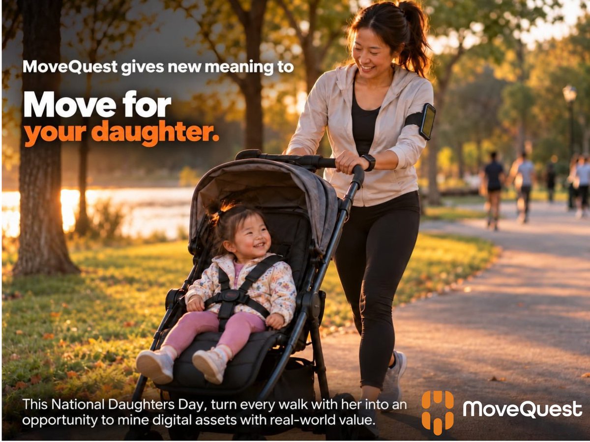 MoveQuestMQT's tweet photo. Move for your daughter. 🧡

This National Daughters Day, every walk, every step, and every little moment together can mean something more.

With MoveQuest, your everyday movement can become part of building real digital value.

#NationalDaughtersDay #MoveQuest #MoveToMine #Fitness #Web3