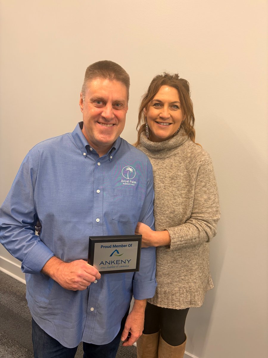 HealthMktg's tweet photo. What a great day for Royal Palm Marketing! We had an amazing time celebrating our ribbon-cutting today with the Ankeny Area Chamber of Commerce, and we’re incredibly thankful for everyone who came out to support us. https://t.co/DPHLphjDCS
