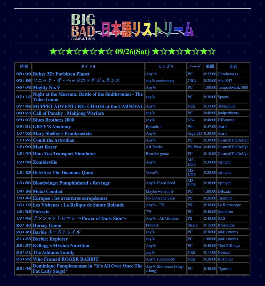 JapanRestream's tweet photo. Japanese Restreamでは、BBG2026を日本語ミラー配信しています。
9/28まで休み無く連続で放送されます。
無理無くご視聴ください。

スケジュールはこちらから確認できます。
https://t.co/IY7tSaqpnf https://t.co/pq3g9WY7fH