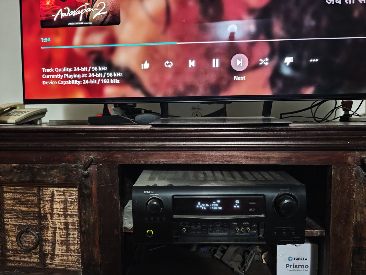Prraanshu's tweet photo. @SamsungIndia - Explain this! I connected my Samsung 55 S90C QD-OLED TV to my AVR and it's downsampling 24bit 96kHz HD Audio to 48kHz and disabling pass through option in sound output settings. Why messing this when it's simply supposed to pass 2 Channels HD Audio as is? Fix it? https://t.co/MFiCGBmqRb