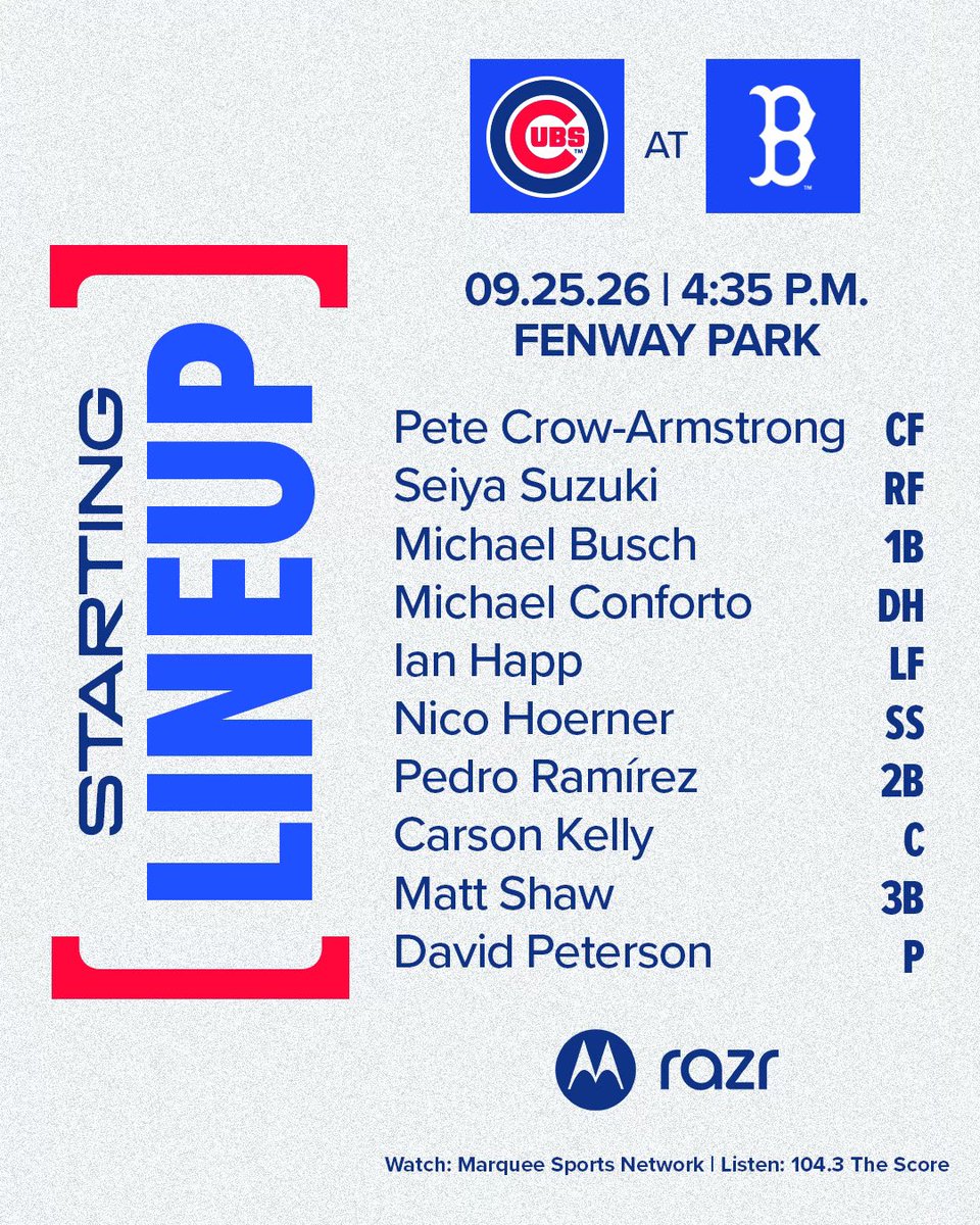 Cubs's tweet photo. Second game is set. 

Watch the game live on @WatchMarquee. https://t.co/e1vfCKaVIH