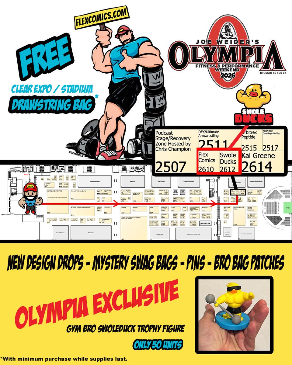 FlexComics's tweet photo. We are live at the Mr Olympia Fitness Expo https://t.co/vFfAQPAvHe