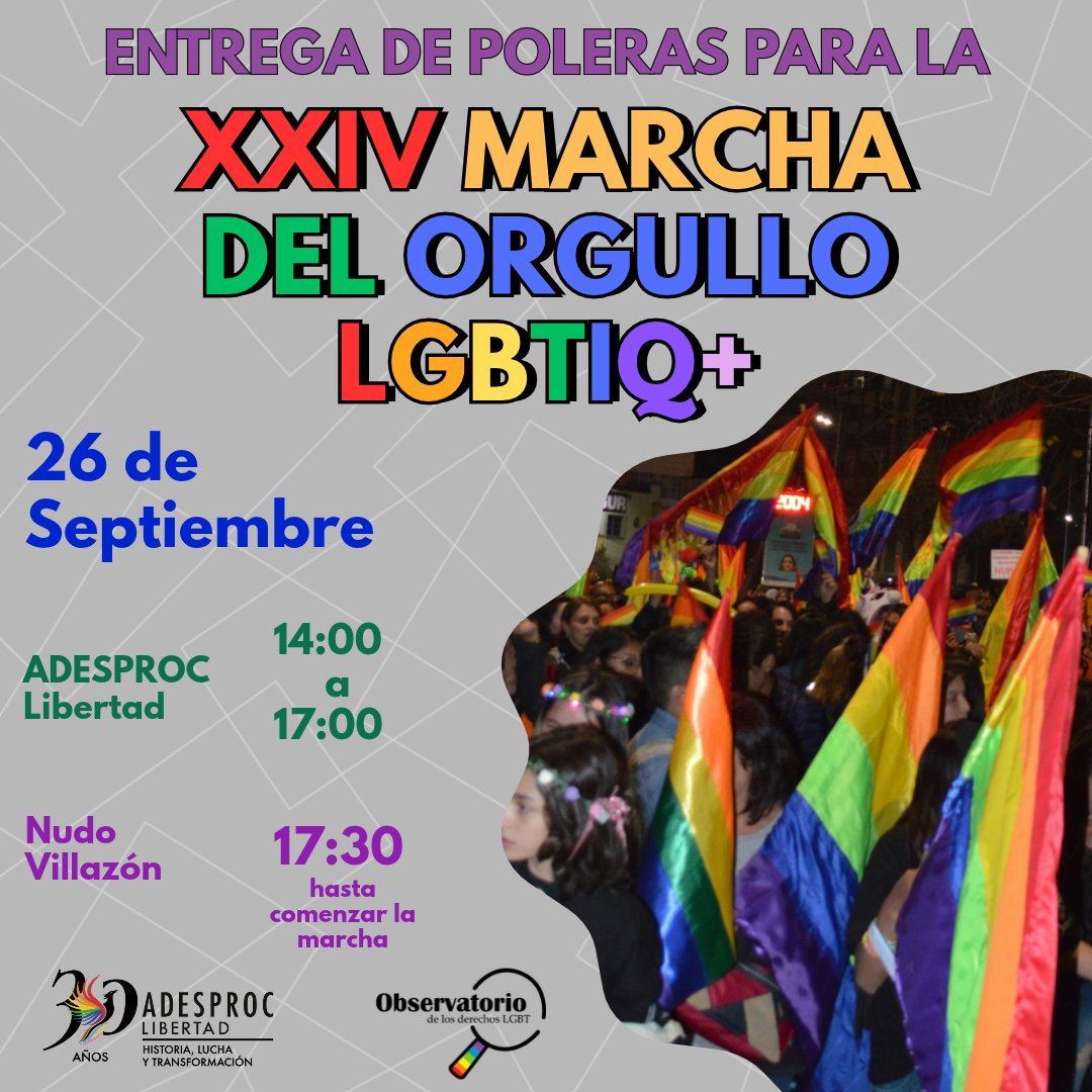 ADESPROC's tweet photo. ✨ ¡Súmate a nuestro bloque, entregaremos poleras para esta marcha!
📍 Puntos de concentración y 𝐞𝐧𝐭𝐫𝐞𝐠𝐚 𝐝𝐞 𝐩𝐨𝐥𝐞𝐫𝐚𝐬:
🕑 14:00 a 17:00 — ADESPROC Libertad
Calle 9 de Calacoto, Av. Fuerza Naval, Edificio LYN, Piso 6.
🕔 17:30 hasta que se acaben — Nudo Villazón https://t.co/SyOylPQTAH