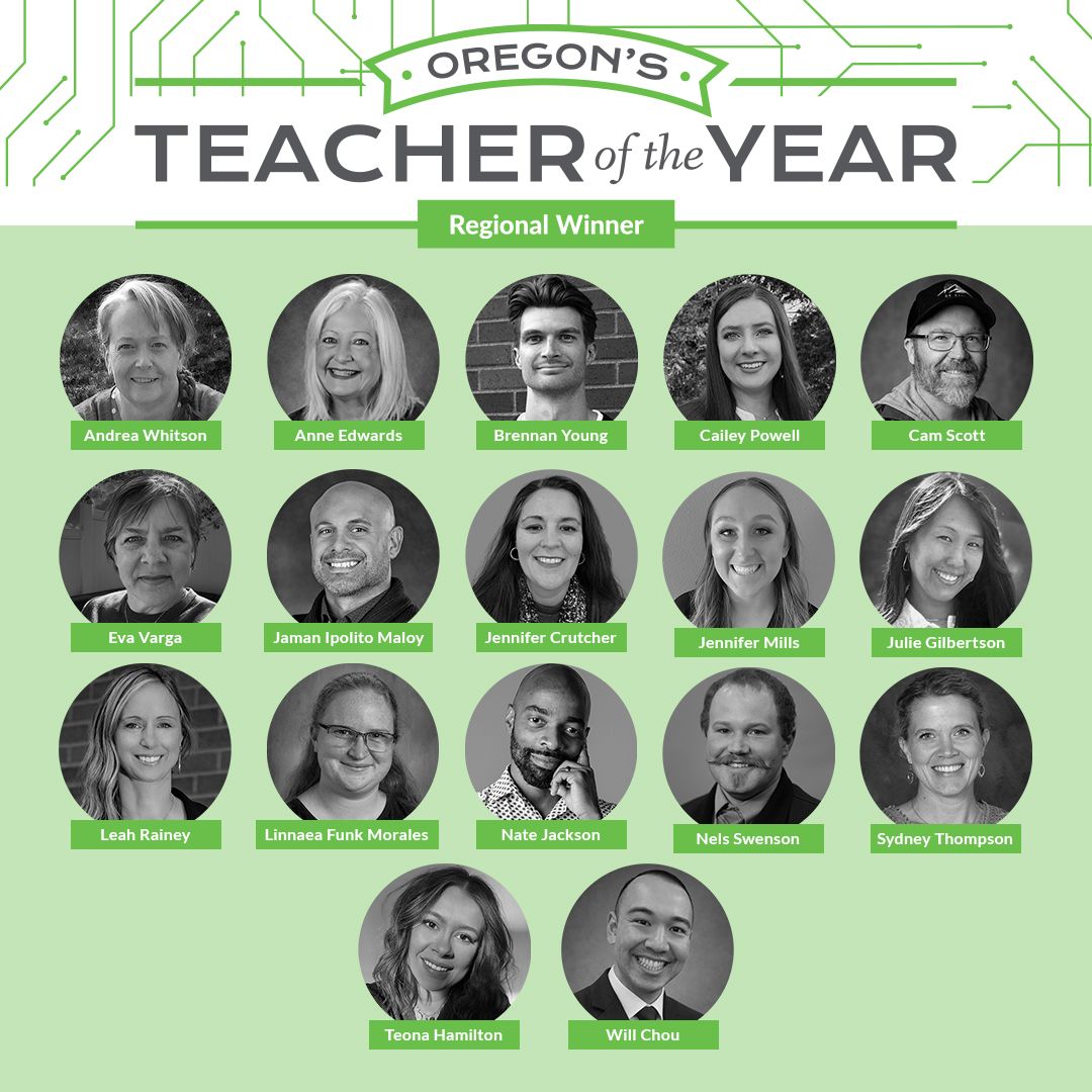 ORDeptEd's tweet photo. 17 Educators Across Oregon Named 2026-27 Regional Teachers of the Year 
Congratulations to all of the winners! And thank you to @oregon_lottery for supporting the Oregon Teacher of the Year program!
https://t.co/NgcwXFi6t6 https://t.co/drEik8tRTh