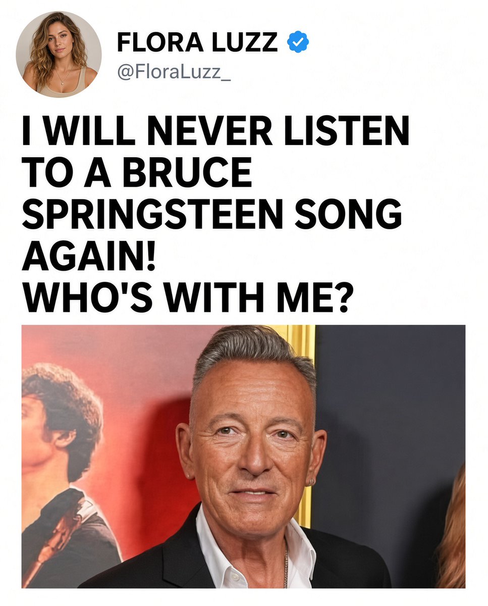 FloraLuzz_'s tweet photo. Never playing a Springsteen song again.
That’s the line some fans are drawing now.
Are you in or still listening? https://t.co/XypqzBsG6E