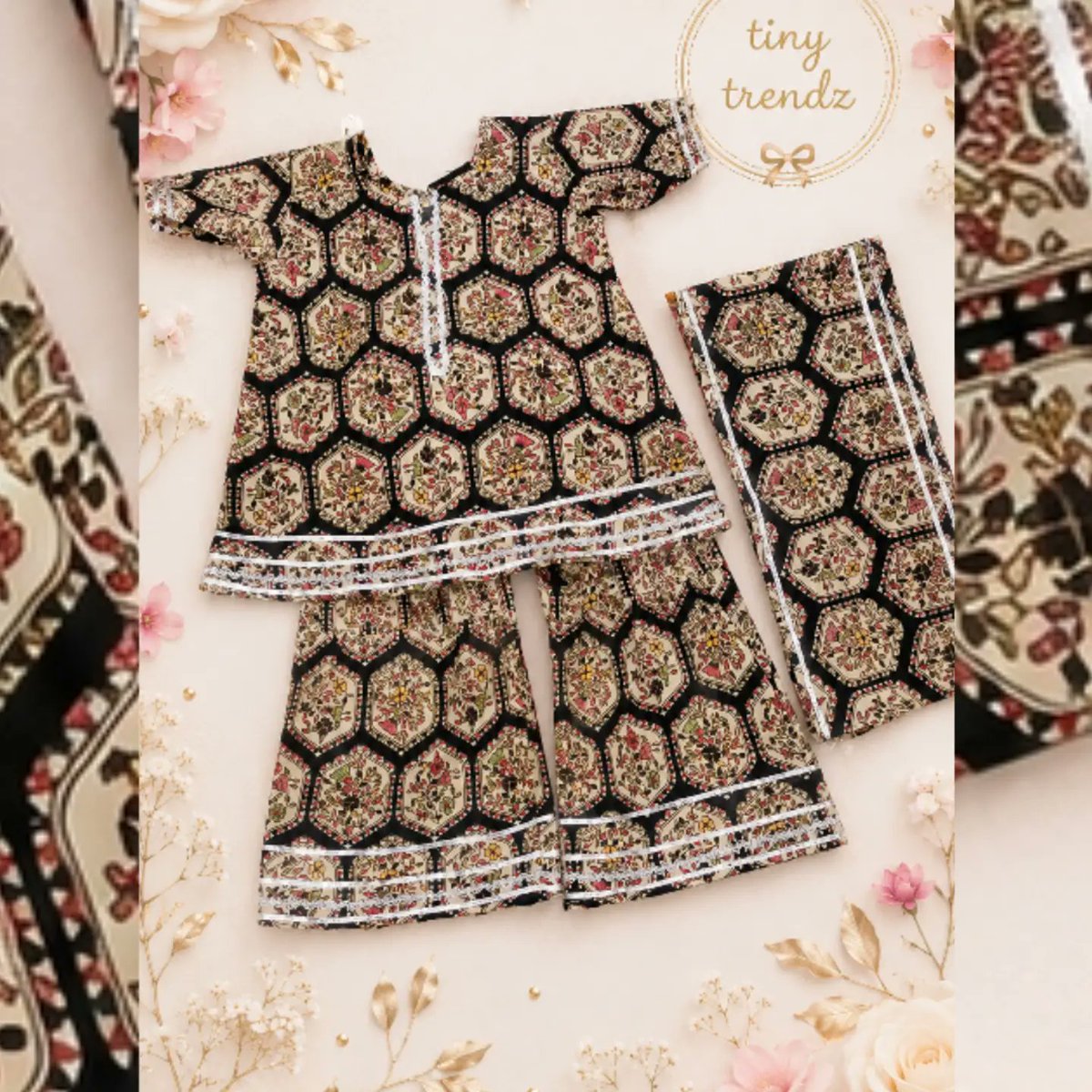 mauro031's tweet photo. Summer weddings, happy little smiles. Garmi mein no compromise. Tiny Trendz ka soft cotton sharara suit with matching chunni: stylish, comfortable, elegant lace detailing. Perfect for 2–3 years. Order ke liye DM karein. https://t.co/R6fsSCsIKj
