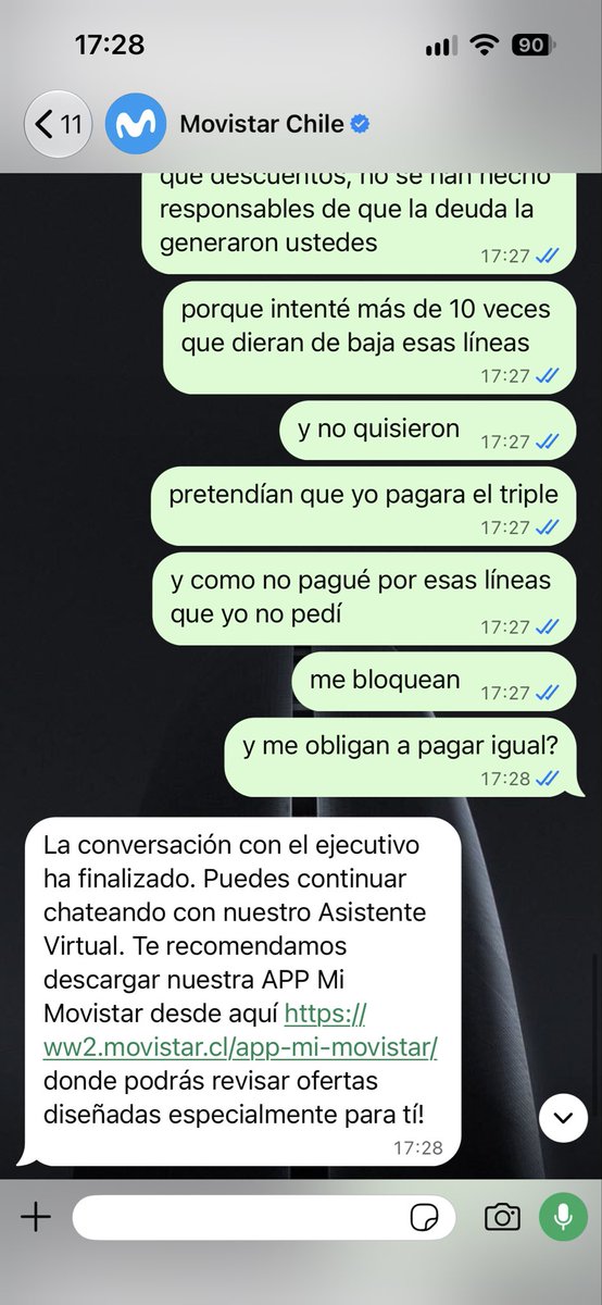 ambikevv's tweet photo. súper buen servicio el que dan a sus clientes, estafadores de mierda @MovistarChile https://t.co/U1MjuCVz6D