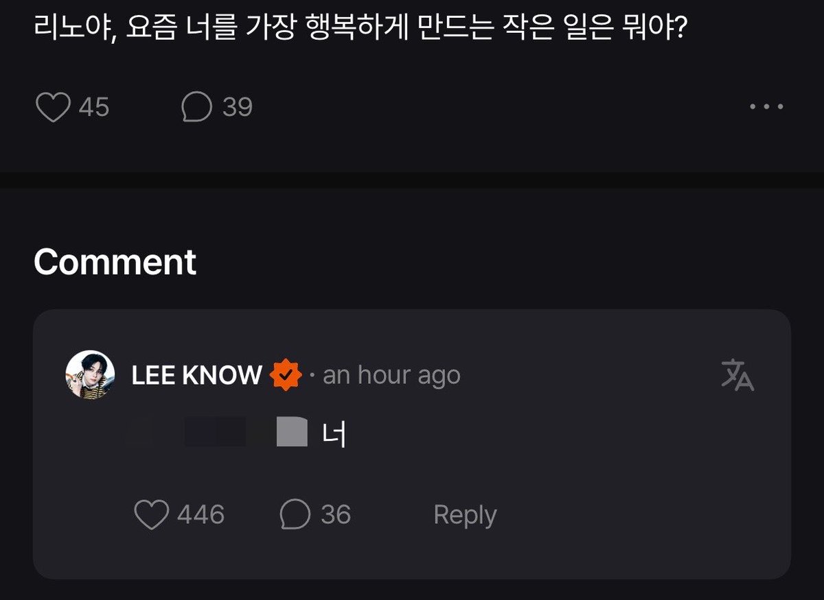 skzsfans's tweet photo. 💖: lee know, what’s the thing that makes you the happiest these days? 

🐰: you https://t.co/cmhfdSdpwy