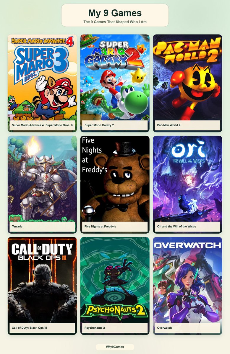 fermario02's tweet photo. wanted to join the trend... so these are the 9 games that shaped who I am😅 https://t.co/04KykzOtti