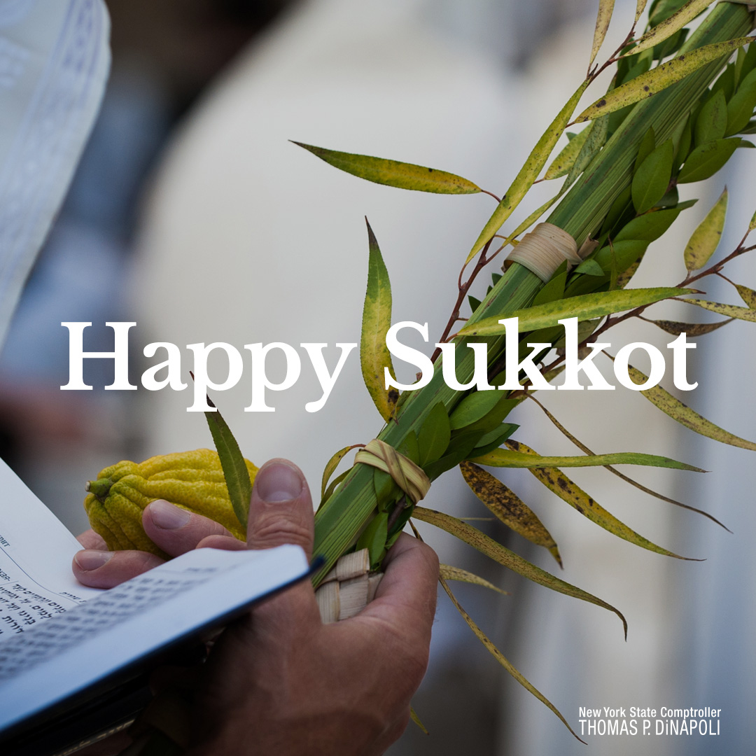 NYSComptroller's tweet photo. After the high holy days of Rosh Hashana and Yom Kippur, Sukkot, also known as the Feast of Tabernacles, is a joyous time for the Jewish community to gather, celebrate and give thanks.     

Chag Semeach to all who observe! https://t.co/382P3OTGVy