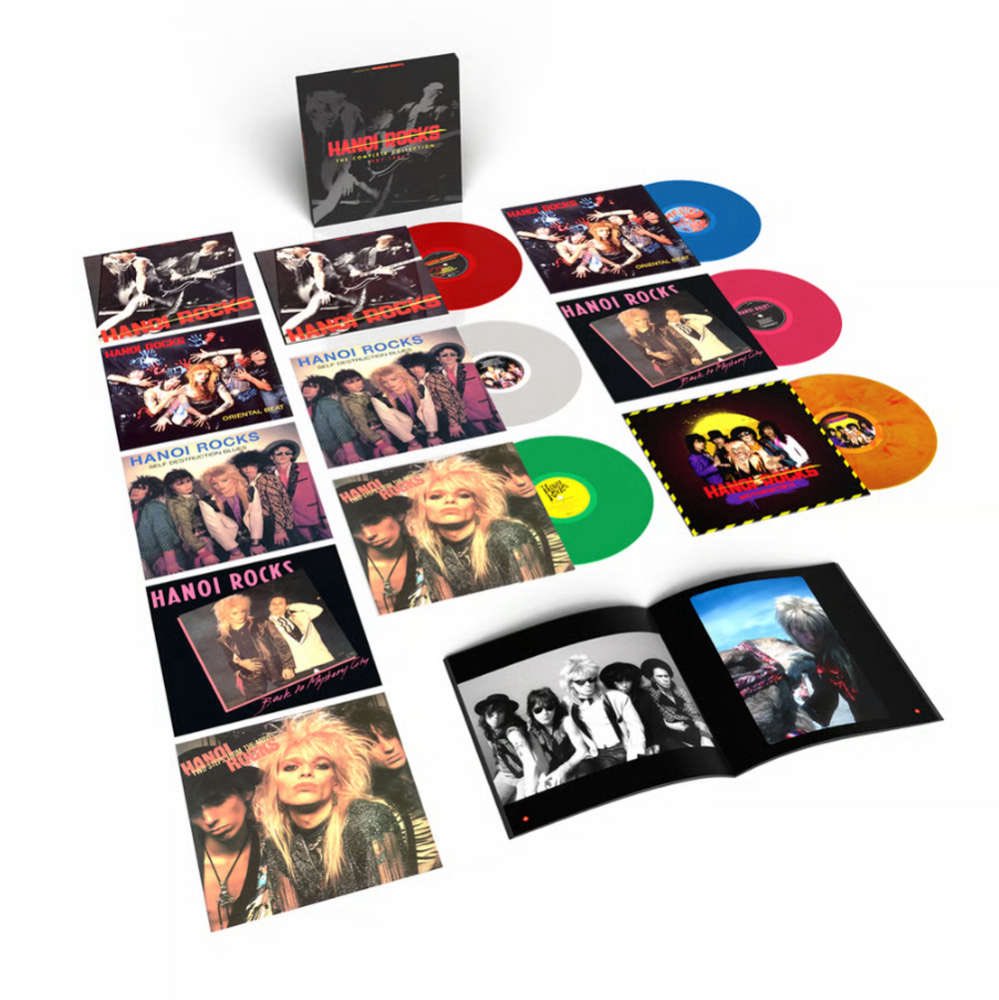 KNAC's tweet photo. HANOI ROCKS ANNOUNCE NEW MAMMOTH 6LP AND 6CD BOXSET. THE COMPLETE COLLECTION 1981-1984’ SET FOR RELEASE NOVEMBER 13TH VIA BMG. Get all the details and more here https://t.co/dpkYNxTtTq #HanoiRocks #KNAC #PureRock @michaelmonroe https://t.co/NUAUkIciNm