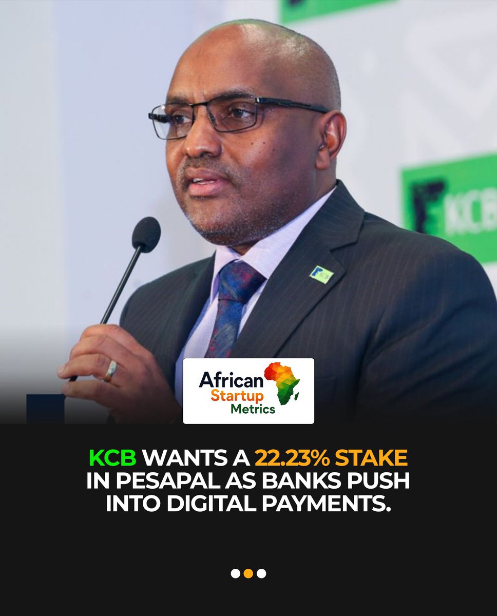 AfricanstartupM's tweet photo. Traditional Banking Meets Fintech Innovation

@KCBInKenya Bank Group  is moving to acquire a 22.23% minority stake in regional payment gateway Pesapal Limited, highlighting the growing convergence between traditional banking and fintech across Africa.

The proposed investment, disclosed through regulatory filings, reflects a broader shift in the financial services industry as established banks increasingly seek strategic partnerships and investments in digital payment companies.

The potential transaction could create several areas of strategic alignment:

Strategic Synergies
Combining KCB's established banking infrastructure with Pesapal's merchant payment network across Kenya, Uganda, Tanzania, Rwanda, and Zambia.

SME Support
Expanding access to digital payment tools, point-of-sale systems, online checkout solutions, and other services that can help small and micro-enterprises manage transactions and cash flow.

Fintech Integration
Creating opportunities for traditional financial institutions to expand their digital offerings and develop additional revenue streams beyond conventional lending.

As the distinction between traditional banks and fintech companies continues to narrow, strategic investments and partnerships are becoming an increasingly important part of Africa's evolving financial services ecosystem.

How do you see greater collaboration between banks and fintech companies affecting merchant services across Africa? Share your perspective below.

#Fintech #Banking #KCBGroup #Pesapal #DigitalPayments #EastAfrica #MergersAndAcquisitions #AfricanStartups #AfricanFintech #FinancialInclusion #SMEs #DigitalBanking #Payments #AfricaTech #AfricanBusiness #AfricanStartupMetrics