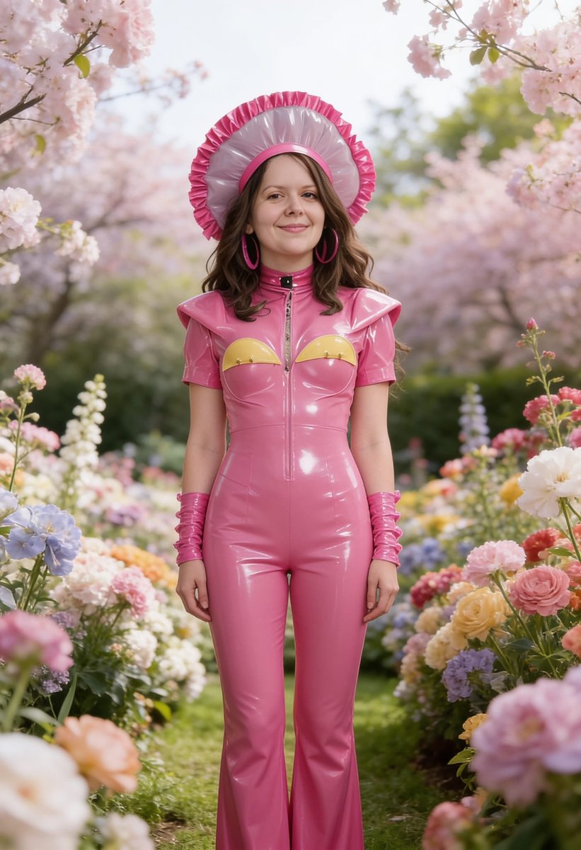 Lizzy1262629's tweet photo. Me in the rose garden. Pink PVC dress with yellow panels, matching gloves, big ruffled hat, hoop earrings.
#PinkPVC #RuffleHat #RoseGarden #YellowPanels #PVCGloves #FetishFashion #NSFW #ShinyLook https://t.co/ZXcpT9x232