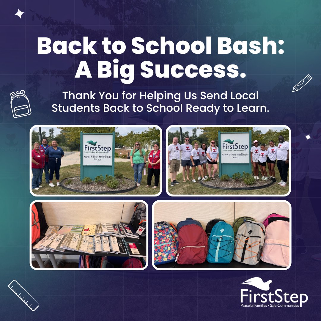 FirstStepPeace1's tweet photo. Thank you to all the volunteers, donors, and staff that made our Back to School Bash a success! You helped us give our families a bright start to the school year! https://t.co/AD78rSXsBV