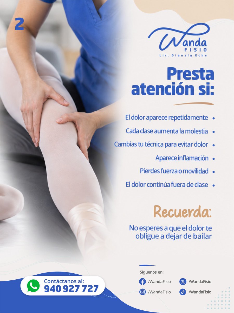 Dianaly_E's tweet photo. 🩰 ¿TE DUELE AL BAILAR?

El dolor no debería convertirse en parte de tu rutina.

⚠️ Si aparece repetidamente, aumenta en cada clase, cambia tu técnica, hay inflamación o pierdes fuerza/movilidad, presta atención.

💙 Escuchar tu cuerpo también es parte de bailar.

#Ballet #Danza https://t.co/Z3hjLEIdyF