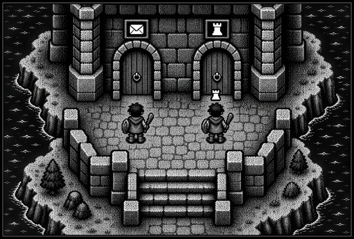 Rook__sol's tweet photo. Two doors into the same world.

Gmail: the whole game, free. Nothing burns, nothing is paid.
Wallet: sign a message, never a transaction. Same game, a rook sign over your head, and every level you gain costs the chest. https://t.co/p29BLfUC4A