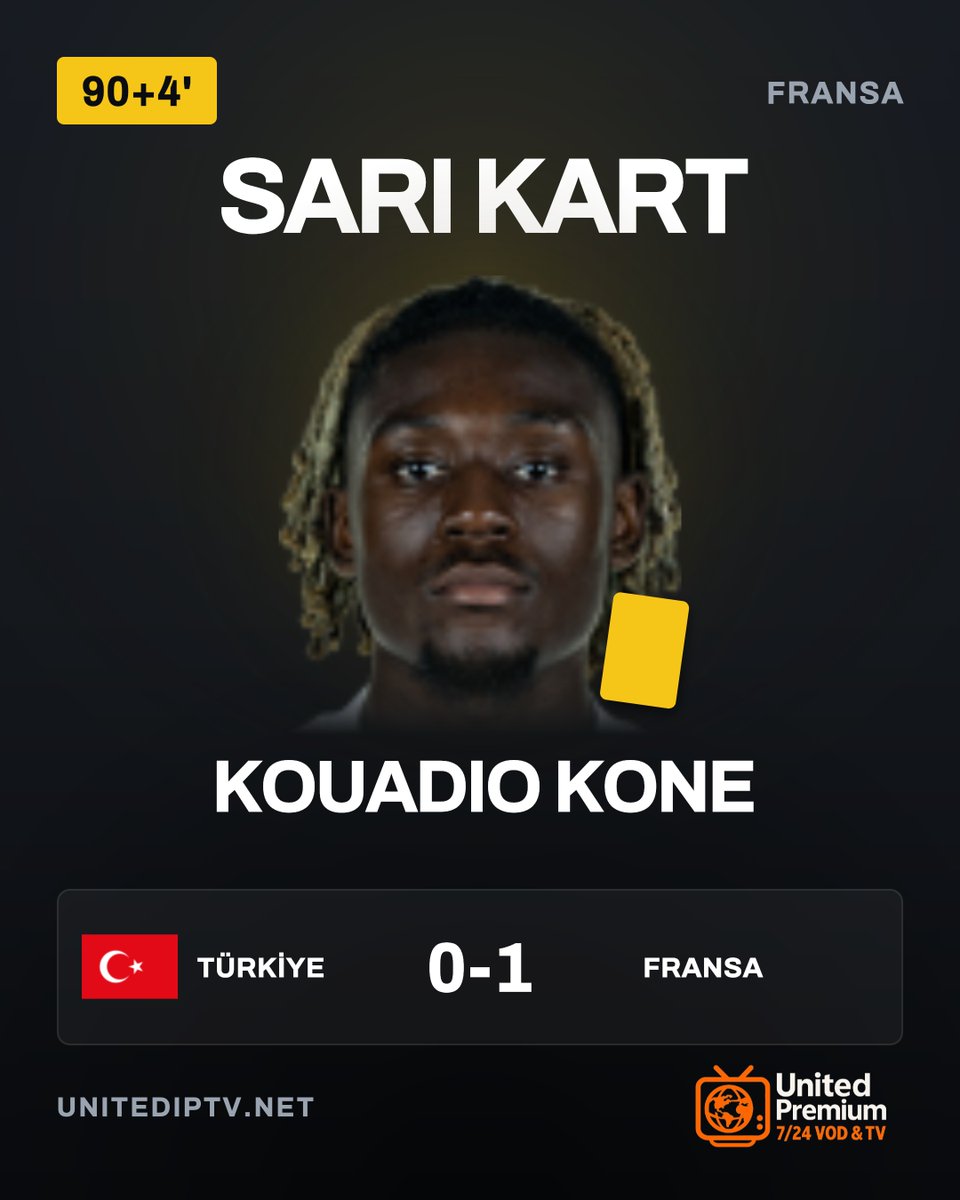 unitediptvnet's tweet photo. 🟨 90+4' SARI KART
KOUADIO KONE (FRANSA)
Türkiye - Fransa | 0-1 | 90+4'
🏆 UEFA Uluslar Ligi - Lig A
#BizimÇocuklar #Fransa #UluslarLigi https://t.co/WrzbLJuSV7