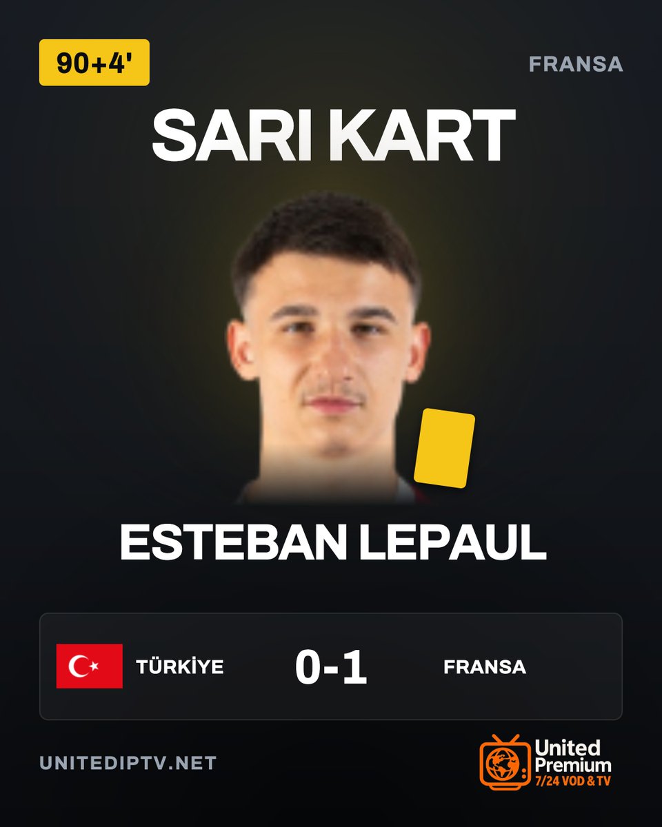 unitediptvnet's tweet photo. 🟨 SARI KART · FRANSA
ESTEBAN LEPAUL
UEFA Uluslar Ligi - Lig A
Türkiye 🆚 Fransa | 0-1 | 90+4'
#BizimÇocuklar #Fransa #UluslarLigi https://t.co/KIoW6w9TAN