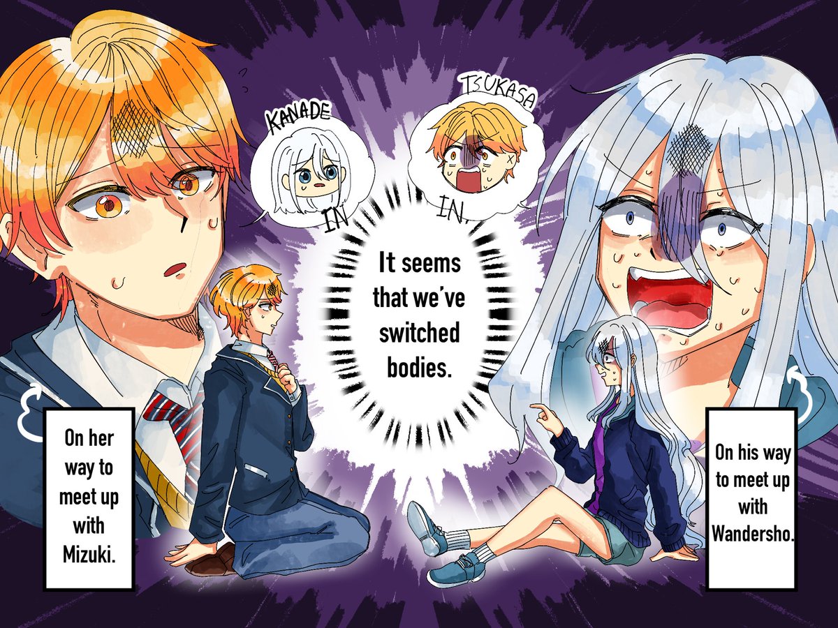 AiEiyashou's tweet photo. Bodyswap!? 🌟🎼

(1/3)
Read from right to left.

#司奏 #kanakasa https://t.co/w5QgIS3Kcz