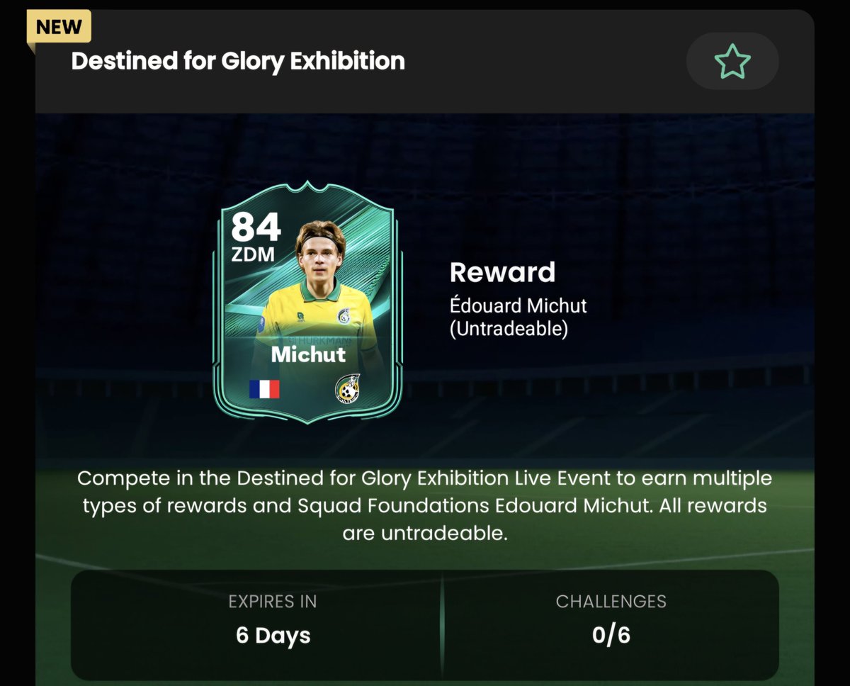 TradingEi's tweet photo. Objective combination⚡️

Complete Foundations Mito🇯🇵 and Destined For Glory Exhibition Objective in 7 matches and earn lots of good packs👇

💚+🔁 appreciated

Game Mode: Destined For Glory Exhibition

Your Squad:
● 1×🇯🇵 (offensive player)
● 2×Eredivisie
● 2×🇫🇷
● 1×Player with LM prefered position
● 1×Active Evo player
● 1×Destiny To Glory Player
👉 you get a loan after the first game and only have to use the Destiny player in 3 matches you score a goal

To-Do:
● complete an Evo
● score in 3 with LM (prefered position)
● score in 4 with 🇯🇵 player
● score in all 7
● score 5 via low driven shot
● score 1 from outside the box
● win 7
👉 After you have scored in 7 and won at least 3 of these 7 in the destiny to glory exhibition, you can farm the remaining wins in a game mode of your choice, in case you havent won all 7!

Rewards:
● Foundations Michut🇫🇷 84
● Foundations Mito🇯🇵 83
● 500 SP
● Evo
● 5000 coins
● 4×83+ Pack
● 4×82+ Pack
● 4×81+ Pack
● 4×80+ Pack
● 5×78+ Pack
● 10×75+ Pack

Make sure to Follow🤝🏻