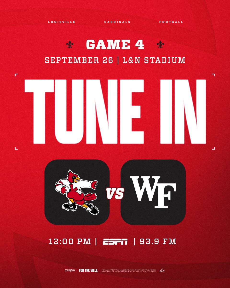 LouisvilleFB's tweet photo. Game 4 ➡️ Wake Forest

Details: https://t.co/V7o3gAtnMV

#GoCards https://t.co/gHomF9sukM