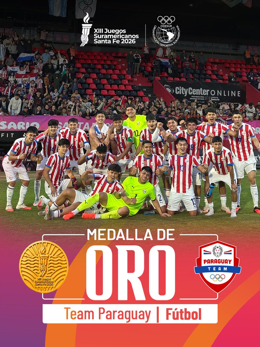 coparaguay's tweet photo. 🥇 ¡MEDALLA de ORO! 👏🏻 | ⚽️ #Fútbol Masculino 🏆 ¡CAMPEÓN SURAMERICANO!

🤩 ¡36ª Medalla para el #TeamParaguay 🇵🇾 en los XIII Juegos Suramericanos Santa Fe 🇦🇷 2026! 🙌🏻 | @suramericanos26

8️⃣🥇🥇🥇🥇🥇🥇🥇🥇 
9️⃣🥈🥈🥈🥈🥈🥈🥈🥈🥈
1️⃣9️⃣ 🥉🥉🥉🥉🥉🥉🥉🥉🥉🥉🥉🥉🥉🥉🥉🥉🥉🥉🥉

👏🏻 #ParaguayPuede