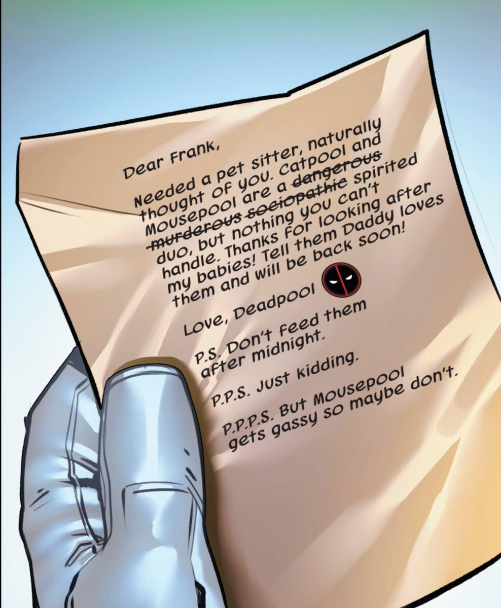 KyloKittyMeow's tweet photo. Deadpool asking Frank to pet-sit 🐱🐭
Catpool/Mousepool Infinity Comic (2026) #1 https://t.co/1fx9EkuBZ9