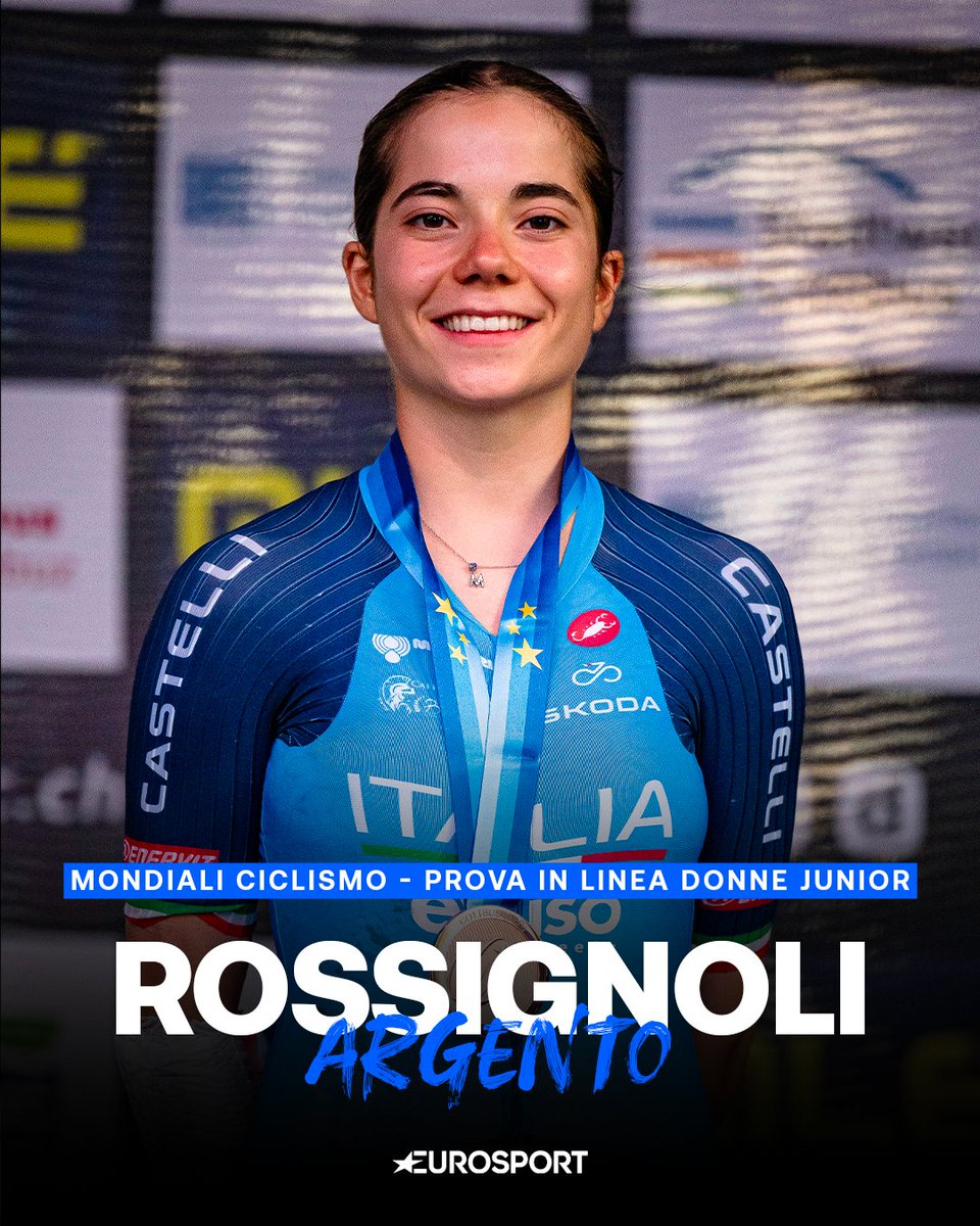 Eurosport_IT's tweet photo. GRANDE MATILDEEEEEE 🥈💙

Strepitosa gara mondiale dell’azzurra Matilde Rossignoli che sul traguardo è preceduta solamente dalla spagnola Alejandra Neira. Chiude il podio Anja Grossmann, dalla Svizzera 🌈🚴🏼‍♀️

#Ciclismo #Cycling #Montreal2026 #Rossignoli https://t.co/YsmlZVtaTG