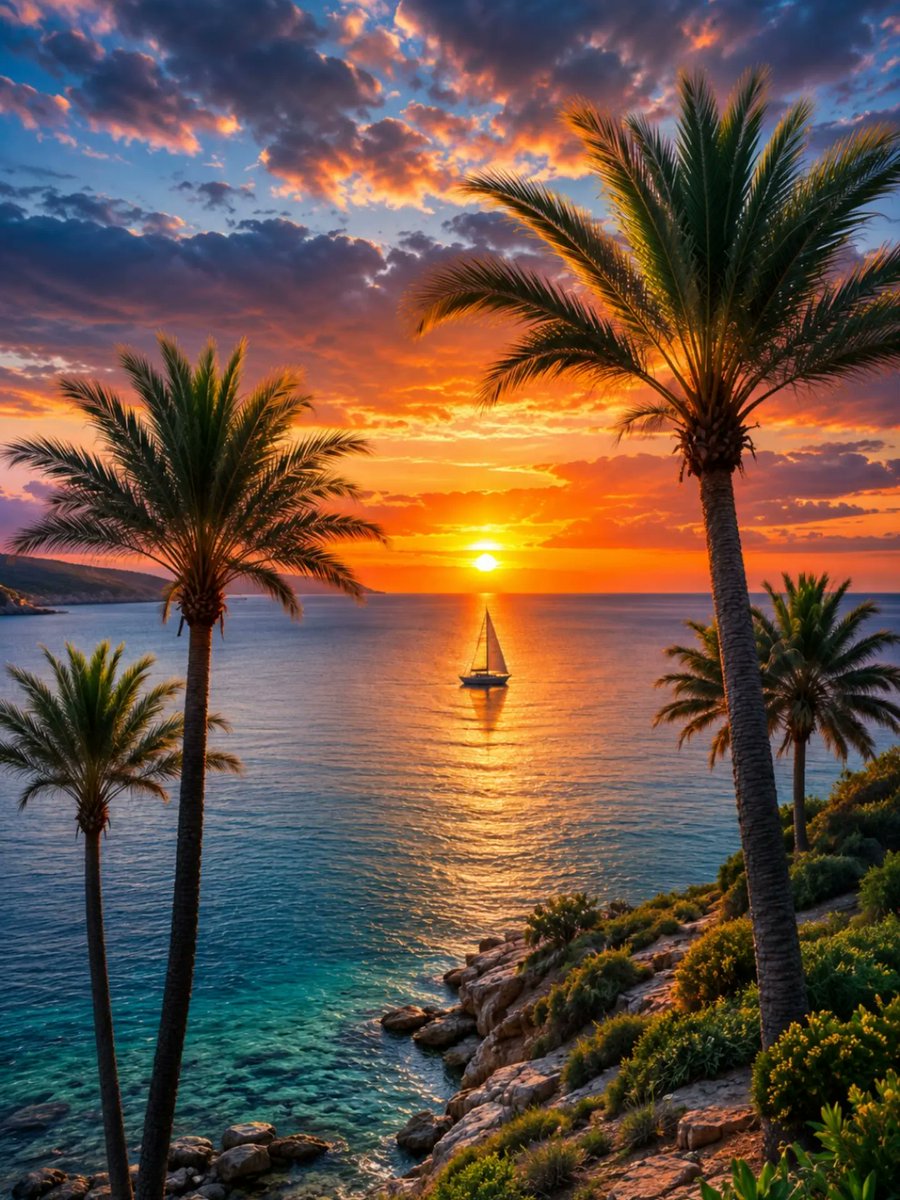 SolangeBregy's tweet photo. Sunset series of golden horizons and calm seas. https://t.co/lcEGifs6Ym