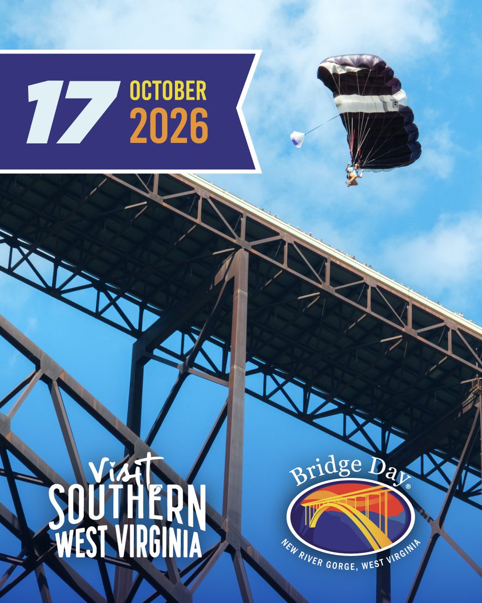 bridgeday's tweet photo. Make your Bridge Day plans now!  Bridge Day Adventure Sponsor  Visit Southern West Virginia can help you plan your stay for the weekend.  Visit their website at https://t.co/dxQVCf3Se6 for all the information you need while you are here. https://t.co/1jzi0Wqice