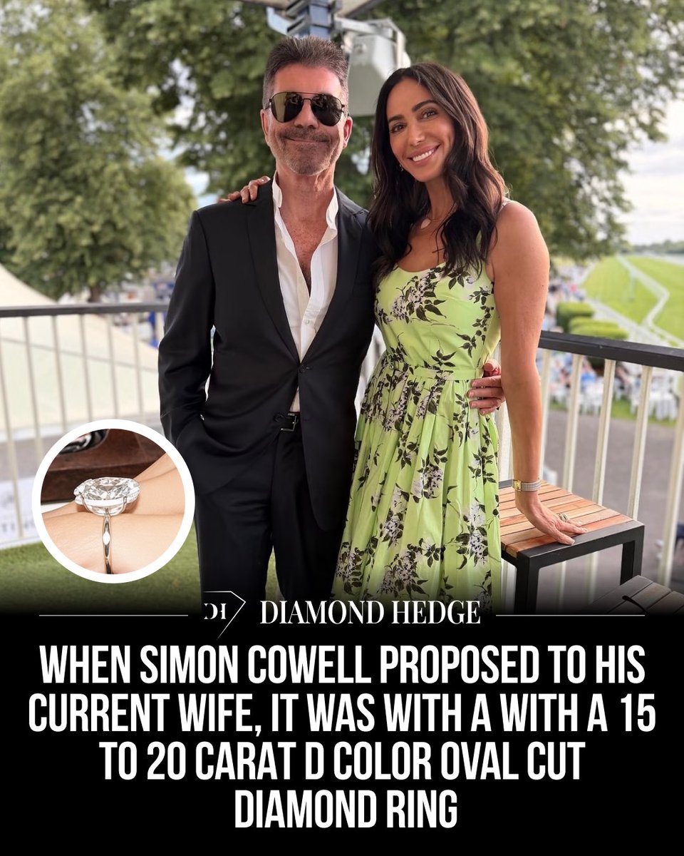 DiamondHedge's tweet photo. When Simon Cowell proposed to his current wife, it was with a with a 15 to 20 carat D color Oval cut diamond ring. #SimonCowell #ovalcutdiamond #engagementring #diamonds #DiamondHedge
https://t.co/pyAzbPfi1X https://t.co/7YZ5zfVisJ