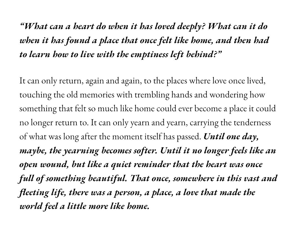 yumnah_elkhabir's tweet photo. “that once, somewhere in this vast and fleeting life, there was a person, a place, a love that made the world feel a little more like home.” https://t.co/r8z3bdo229
