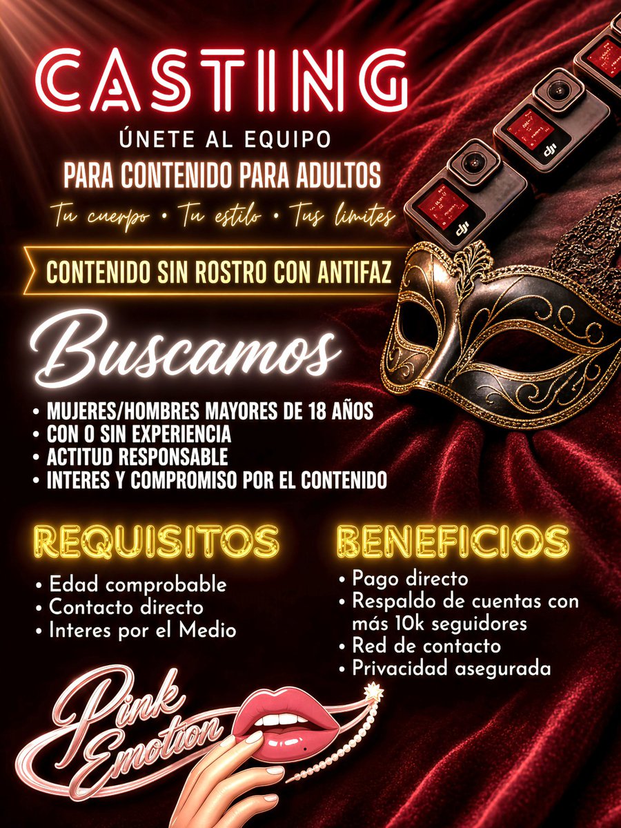 Pink_EmotionMX's tweet photo. Valoramos la privacidad más que nada, este casting será una experiencia más del ambiente liberal con un ingreso extra para sus participantes.
Seguimos buscando PAREJAS y CHICAS que se animen a la emoción rosa 🌸🔥
CASTING DE HOMBRES LLENO
.
.
.
#Pueblahot https://t.co/88CB3FRZ1r
