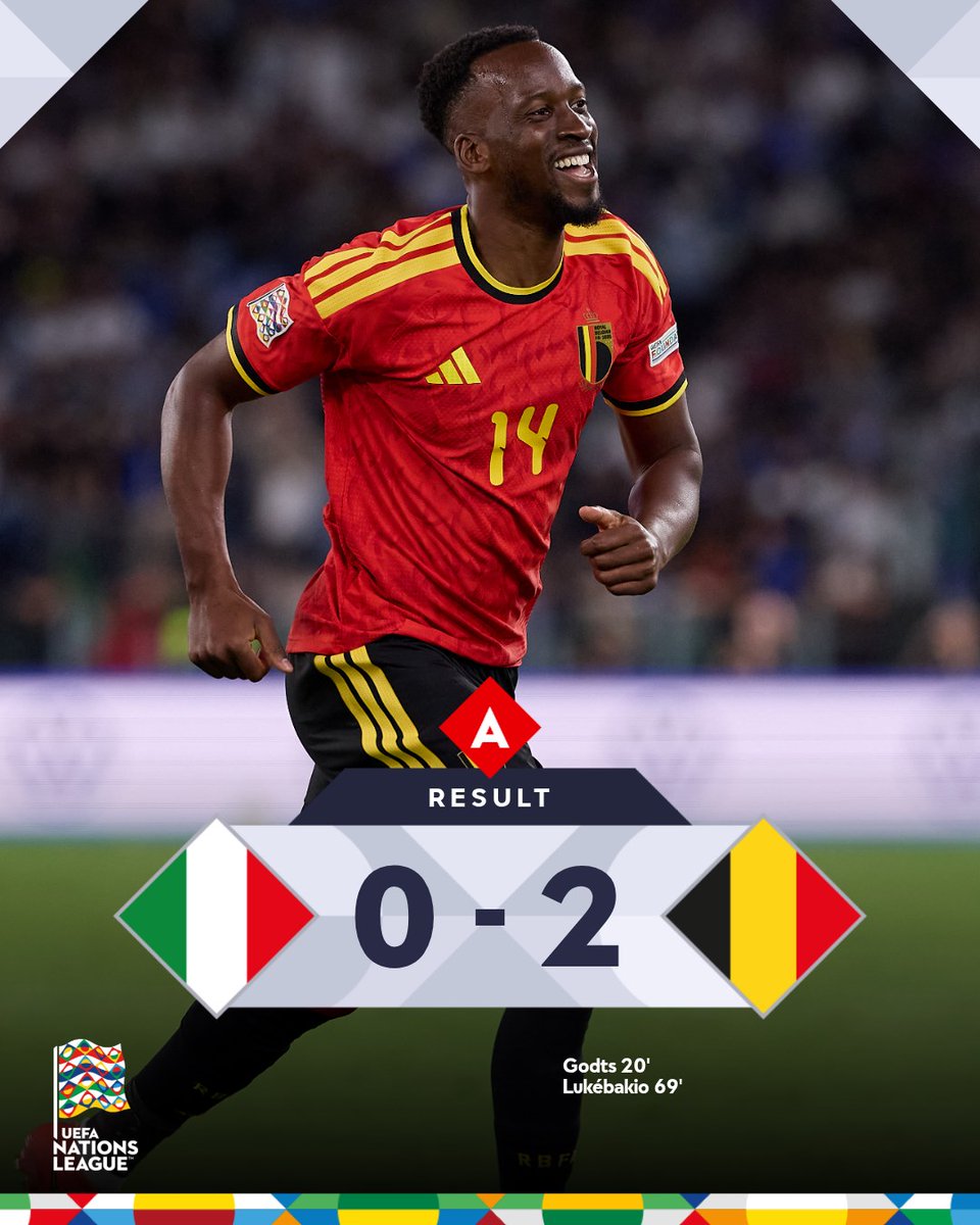 UEFAEURO's tweet photo. Belgium win in Rome! 🇧🇪

#NationsLeague https://t.co/VVnfBVDwgV